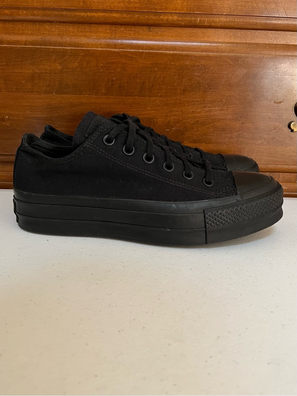 Converse Platform Clean Lift Ox Black Low Top All Star Sneakers - Picture 10 of 10